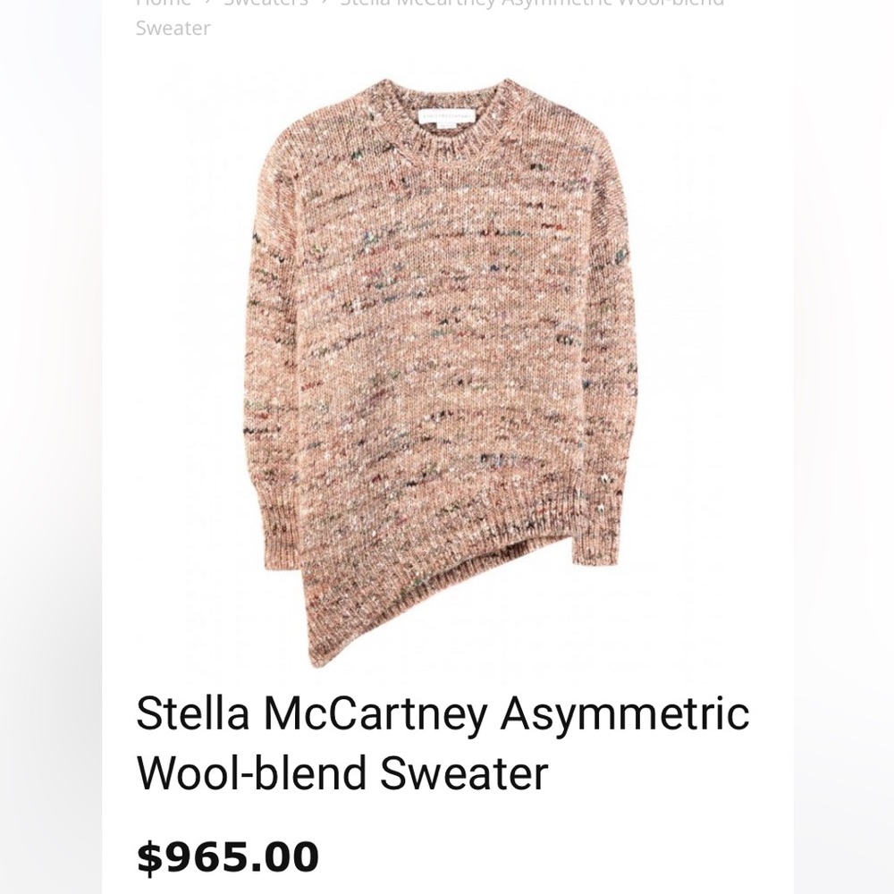 Stella Mcdartney wool and silk blend asymmetric sweater. NWOT. Retail 1368.00